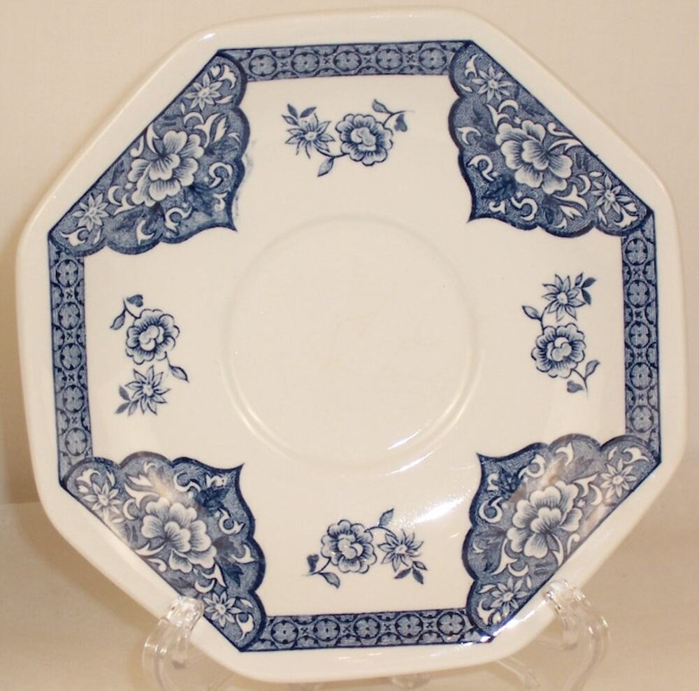 VTG Royal Staffordshire Old Pekin Blue Octagonal Saucer Meakin Replacement 1-PC